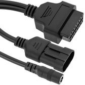 BeMatik - OBD2-diagnose kabel 3-pins mannelijke en DC-vrouwelijke connector compatibel met Fiat volledige pinout