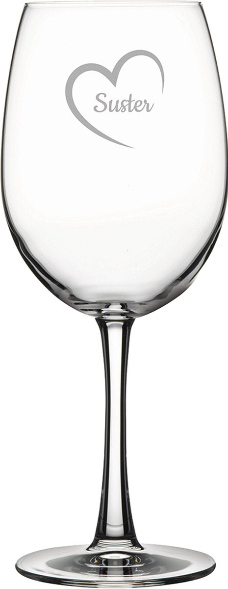 Gegraveerde Rode wijnglas 58cl Suster mei hert