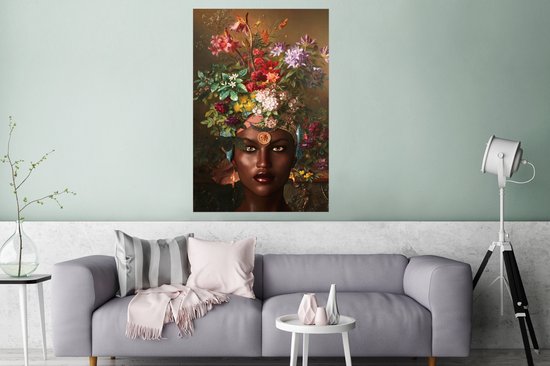 Affiche Femme - Fleurs - Couleurs - 80x120 cm