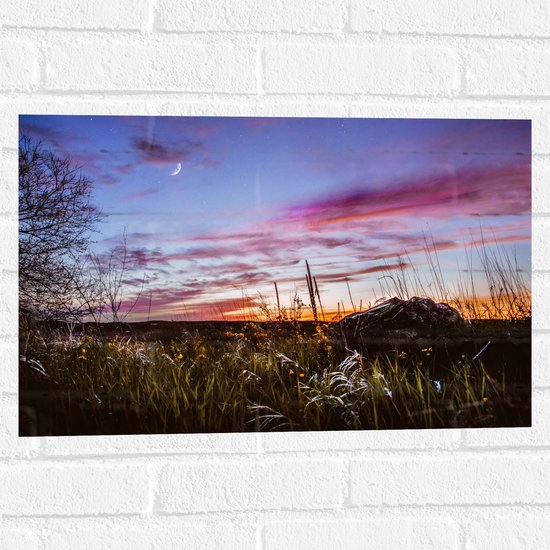 WallClassics - Muursticker - Roze Wolken in de Lucht - 60x40 cm Foto op Muursticker