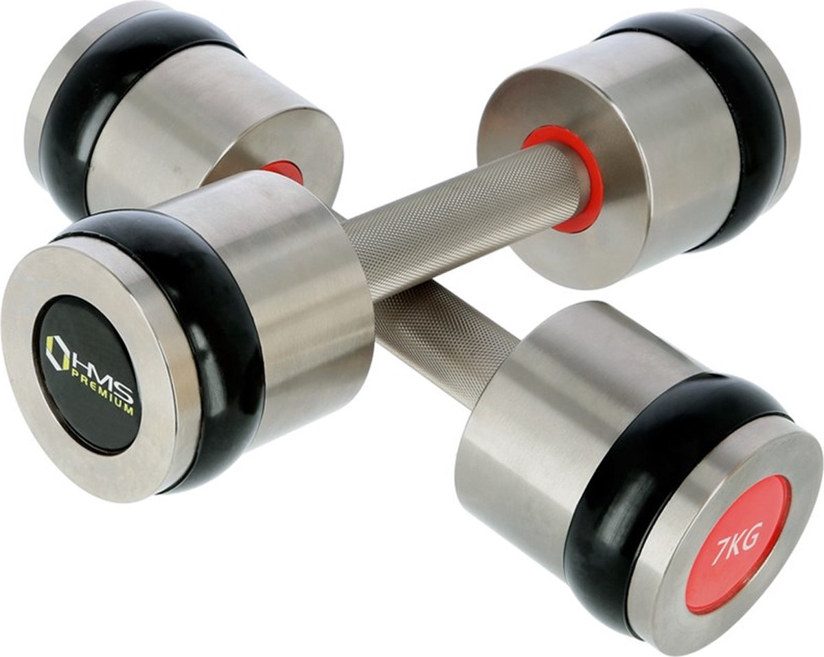 HMS Premium HH07 Serie - Chromen Hantels - 7 KG - Radeerbare Grip