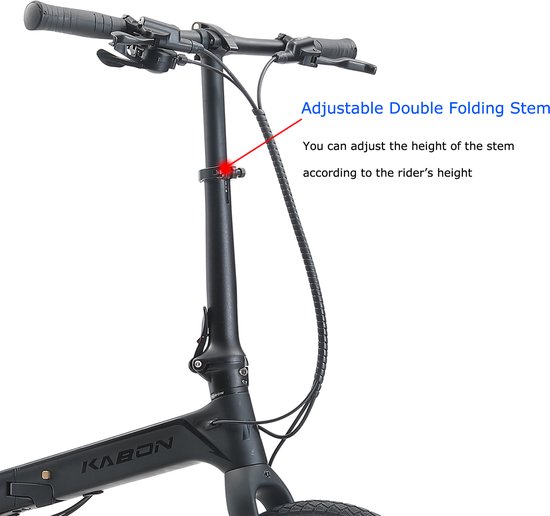 KABON - vouwfiets -Foldingbike - Stadsplooifiets - Carbon - Shimano Altus 9S - 20 inch - Zwart — afbeelding 5