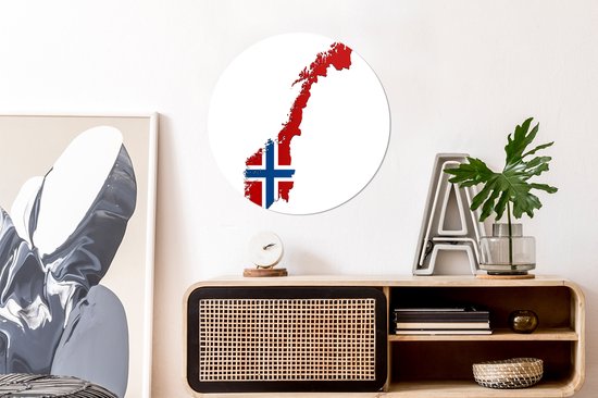Illustration de la Norvège dans la couleur du drapeau Sticker mural cercle mural 50x50 cm / cercle papier peint / cercle mural / cercle vivant - autocollant & coupe ronde