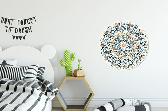 Motif carré avec un mandala décoré sur fond clair Sticker papier peint cercle mural - 50x50 cm - peinture ronde - cercle papier peint - cercle mural - cercle vivant - autocollant & découpe ronde