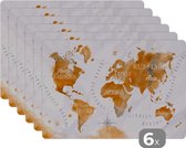 Set de table - Carte - Or - Monde - 45x30 cm - 6 pièces