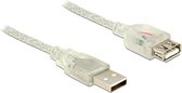 USB-A naar USB-A verlengkabel - USB2.0 - tot 2A / transparant - 1,5 meter