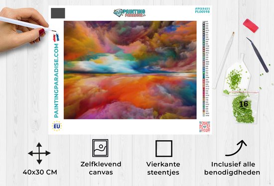 DCIDBEI 5D Diamond Painting Set – Vierkante Stenen – 40x50 Cm – Eiffeltoren Parijs Met Vuurwerk – Full Drill – Inclusief HD Canvas, Pincet, Wax En Diamanten – Rustgevende Hobby Voor Volwassenen En Kinderen