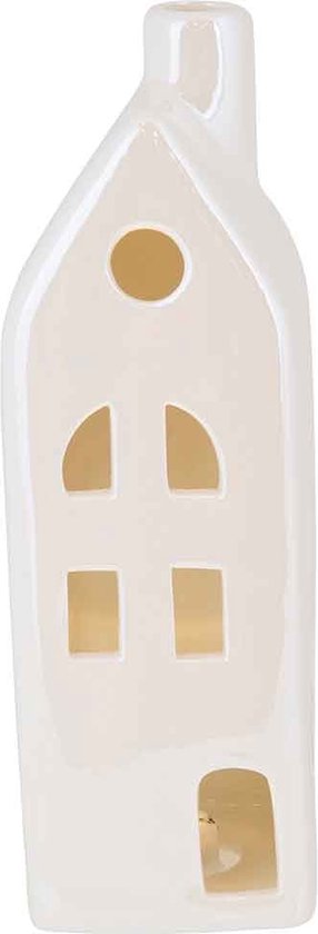 Cosy&Trendy Huisje White Chimney Irise - 6,1X6,1X H16,2cm - Rechthoek - Keramiek