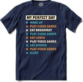 My perfect gaming day play video games - T-Shirt - Unisex - Navy Blue - Maat L