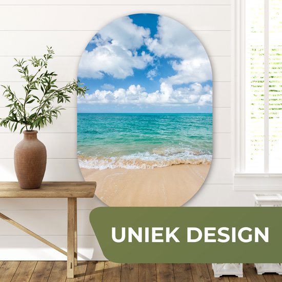 Muurovaal - Kunststof Wanddecoratie - Ovalen Schilderij - Strand - Zee - Zomer - Reizen - 80x120 cm - Ovale spiegel vorm op kunststof