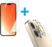 Display Bescherming Schermprotector Tempered Glass Screen Protector + Camera lens Beschermer goud Geschikt voor: Apple iPhone 13 Pro Max