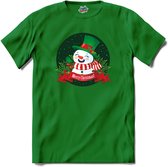 Merry Christmas Sneeuwpop - T-Shirt - Heren - Kelly Groen - Maat XL