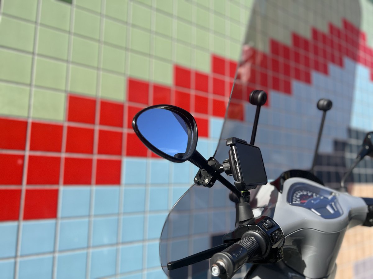 Telefoonhouder voor Scooter - Fiets - Motor - MANOS LIBRES - MODEL M - Spiegel Bevestiging - Universeel - Zwart - Piaggio - Vespa - Zip – foto 5