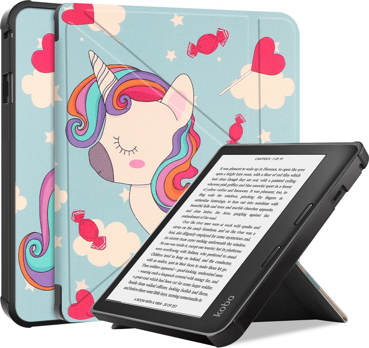 Kobo Sage : Etui Sleepcover bleu ciel pour Kobo Sage avec fonction