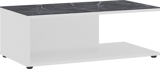 Table basse Amalfi Grijs Wit - Rectangle - 109x59cm - Hauteur 39 cm