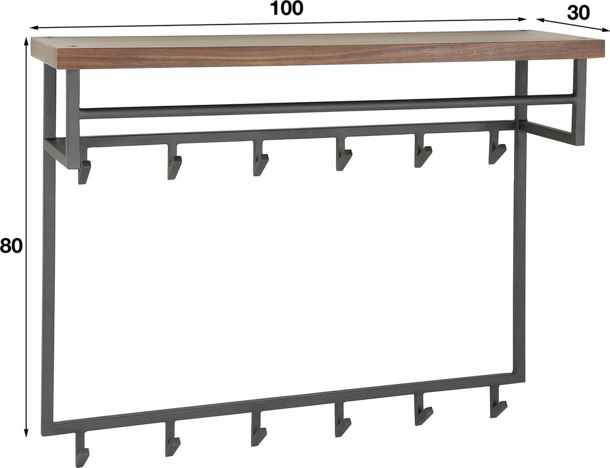copy of Porte manteau industriel bois et métal Daytona 6 crochets