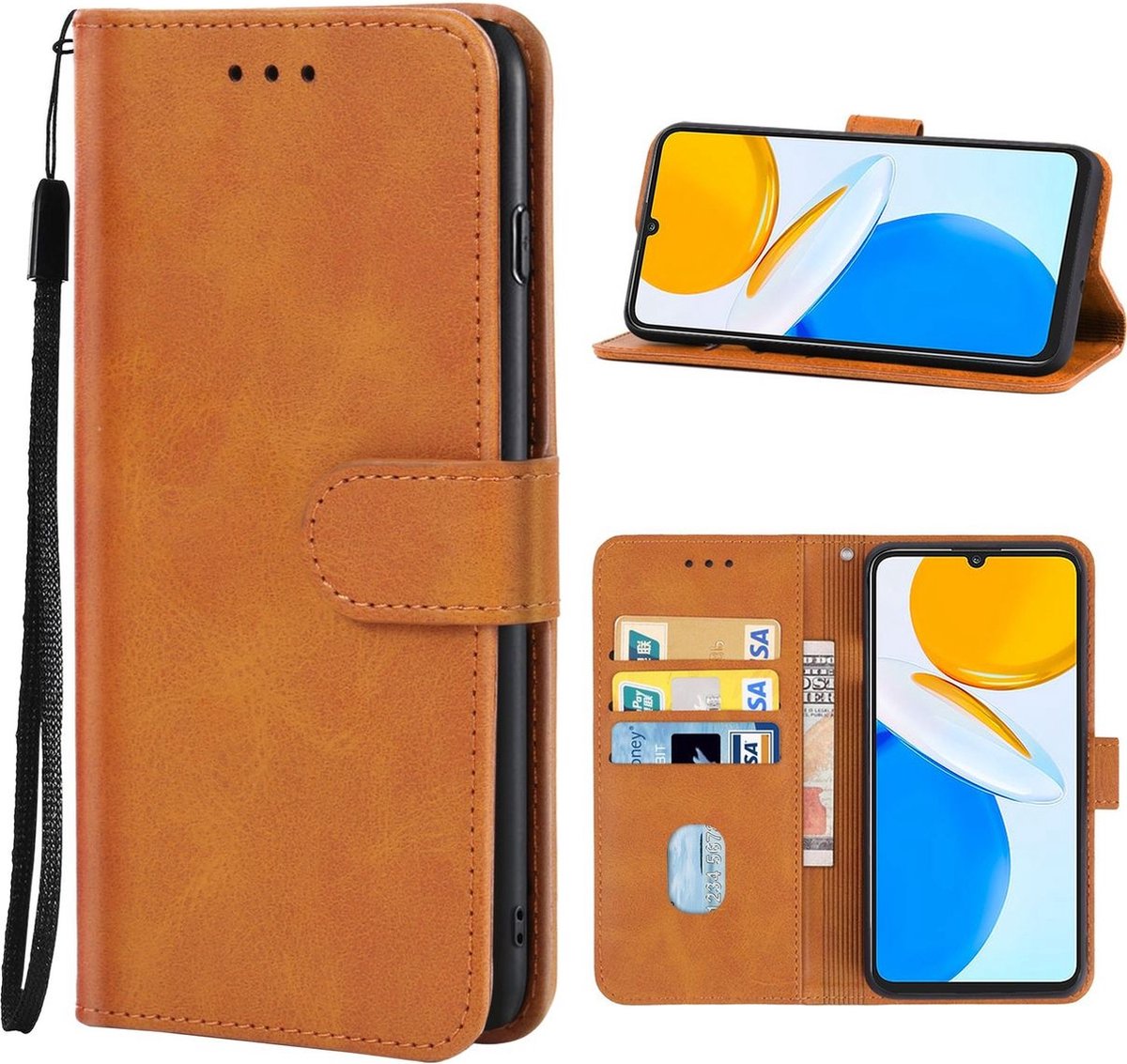 Mobigear Telefoonhoesje geschikt voor HONOR X7 Hoesje | Mobigear Wallet Bookcase Portemonnee | Pasjeshouder voor 2 Pasjes | Telefoonhoesje voor Pinpas / OV Kaart / Rijbewijs - Bruin