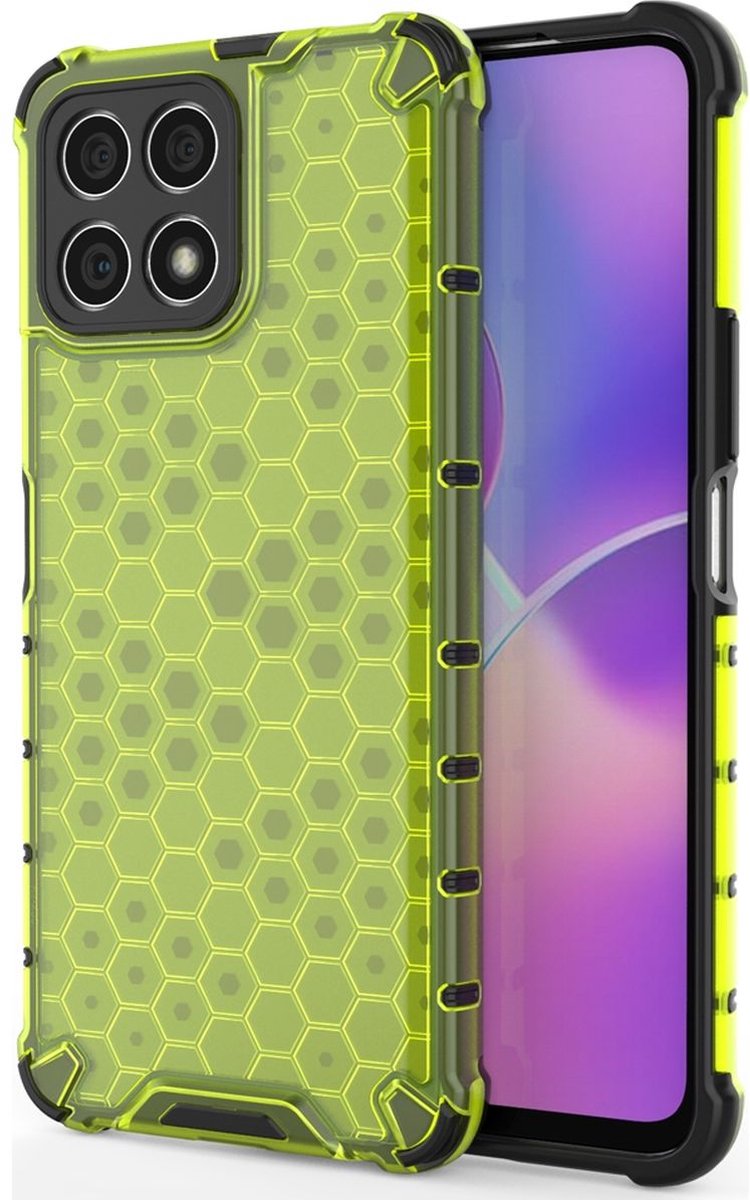 Mobigear Hoesje geschikt voor HONOR X8 Telefoonhoesje Hardcase | Mobigear Honeycomb Backcover Shockproof | Schokbestendig X8 Telefoonhoesje | Anti Shock Proof - Groen