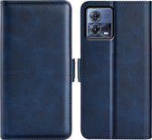 Motorola Edge 30 Fusion Hoesje - MobyDefend Luxe Wallet Book Case (Sluiting Zijkant) - Blauw - GSM Hoesje - Telefoonhoesje Geschikt Voor Motorola Edge 30 Fusion