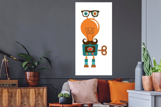 Stickers muraux - Sticker Foil - Robot - Lunettes - Ampoule - Moustache - Enfants - Garçons - 60x120 cm - Film Adhésif - Stickers muraux Chambre Enfant - Papier Peint Autocollant