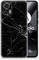Smartphone hoesje Motorola Edge 30 Neo Transparant Hoesje Marmer Zwart