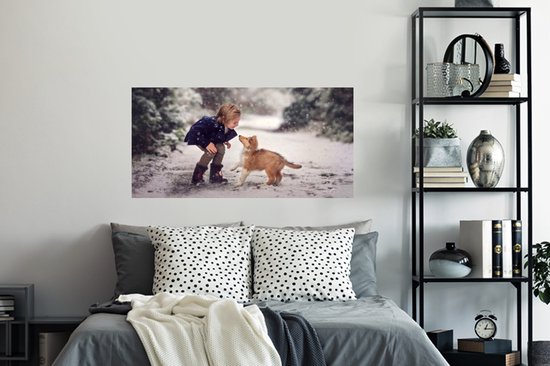 Stickers muraux - Film autocollant - Chien - Enfant - Neige - 120x60 cm - Film adhésif - Stickers muraux chambre enfant - Papier peint autocollant - Papier peint autocollant - Film autocollant