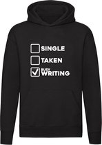 Schrijver | relatie | vrijgezel | bezig met schrijven | bezet | grappig | Unisex | Trui | Sweater | Hoodie | Capuchon | Zwart