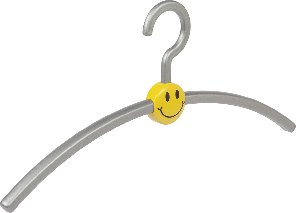 De Kledinghanger Gigant - 6 x Garderobehanger Smile kunststof zilver / geel, 45 cm