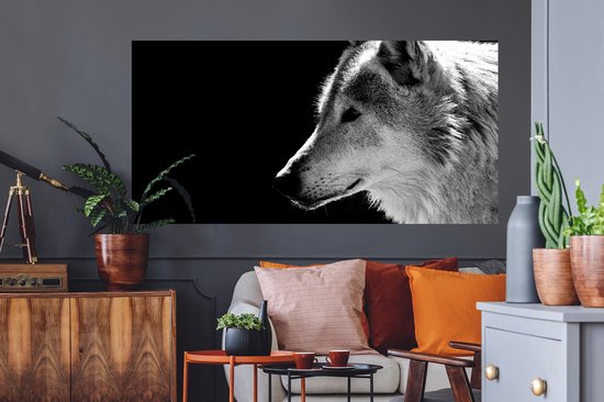 Stickers muraux - Animaux sauvages - Loup - Zwart - Wit - 160x80 cm - Feuille adhésive