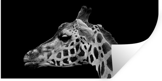 Muurstickers - Sticker Folie - Dieren - Giraffe - Zwart - Wit - 40x20 cm - Plakfolie - Muurstickers Kinderkamer - Zelfklevend Behang - Zelfklevend behangpapier - Stickerfolie