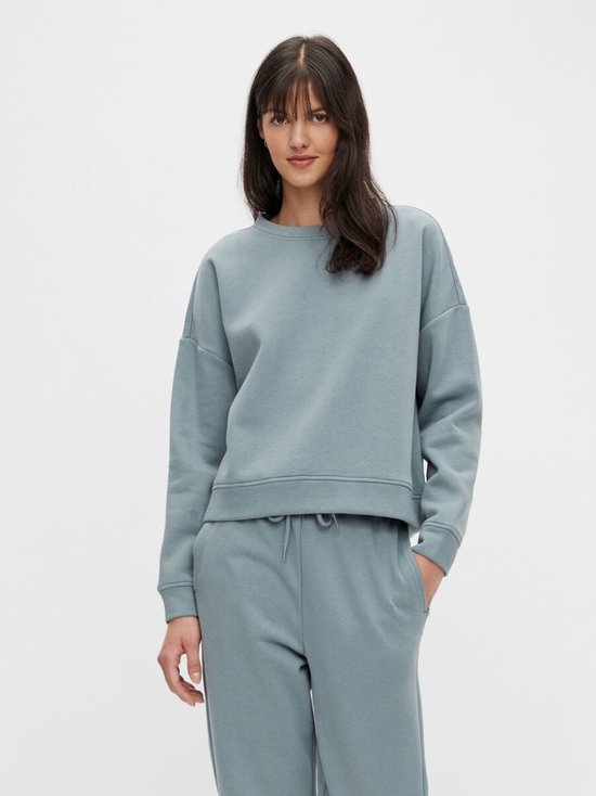 Pieces Dames Sweater - Blauw - Loungewear Top - Dames trui zonder print - Maat XS