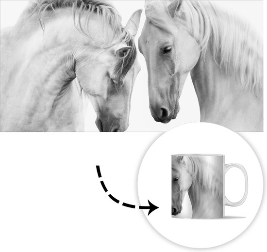 Mug - Mug à café - Cheval - Animaux - Portrait - Wit - Mugs - 350 ML - Tasse - Mugs à café - Mug à thé - Décoration Sinterklaas - Distribution de cadeaux pour enfants - Cadeaux chaussures Sinterklaas