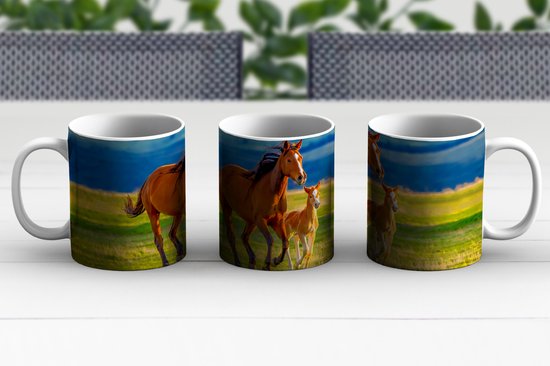 Mug - Mug à café - Paarden - Herbe - Animaux - Paysage - Nature - Mugs - 350 ML - Tasse - Tasses à café - Mug à thé - Décoration Sinterklaas - Cadeaux pour enfants - Chaussures cadeaux Sinterklaas
