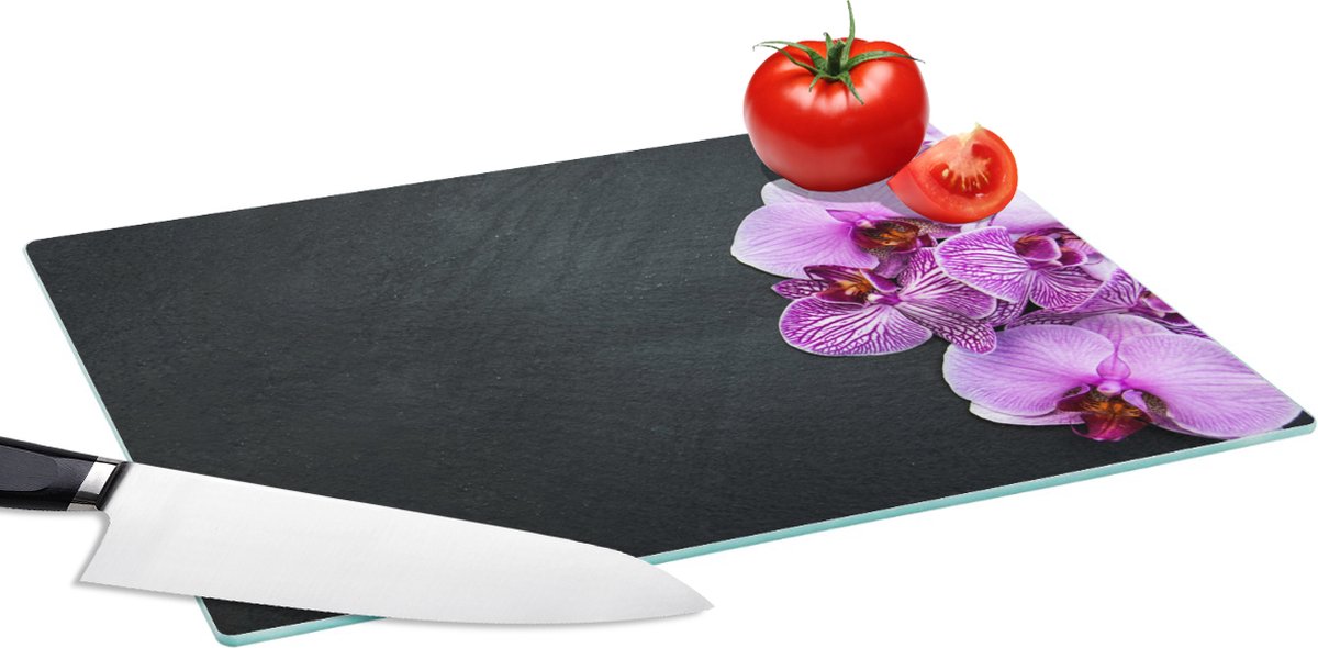 Glazen Snijplank - 39x28 - Orchidee - Bloemen - Roze - Flora - Snijplanken Glas