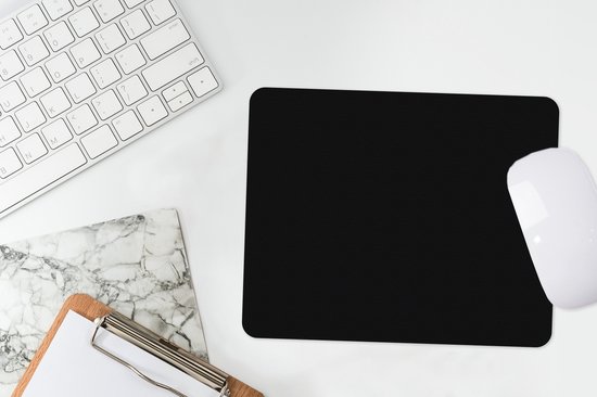 Muismat - Bureaumat onderlegger - Zwart - Effen kleur - Interieur - Kleuren - 23x19 cm - Muismat zwart - Mousepad - Bureau mat