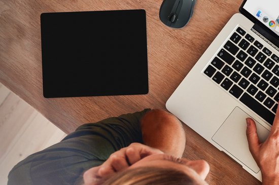 Muismat - Bureaumat onderlegger - Zwart - Effen kleur - Interieur - Kleuren - 23x19 cm - Muismat zwart - Mousepad - Bureau mat