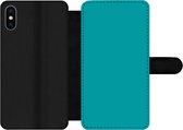 Bookcase Geschikt voor iPhone X telefoonhoesje - Blauw - Effen kleur - Met vakjes - Wallet case met magneetsluiting