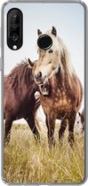 Geschikt voor Huawei P30 Lite hoesje - Paarden - Gras - Lente - Siliconen Telefoonhoesje