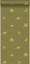 ESTAhome behangpapier dinosaurussen legergroen - 114618 - 53 cm x 10,05 m