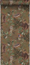 Papier peint ESTAhome animaux de la forêt brun orange et vert - 139251 - 0,53 x 10,05 m