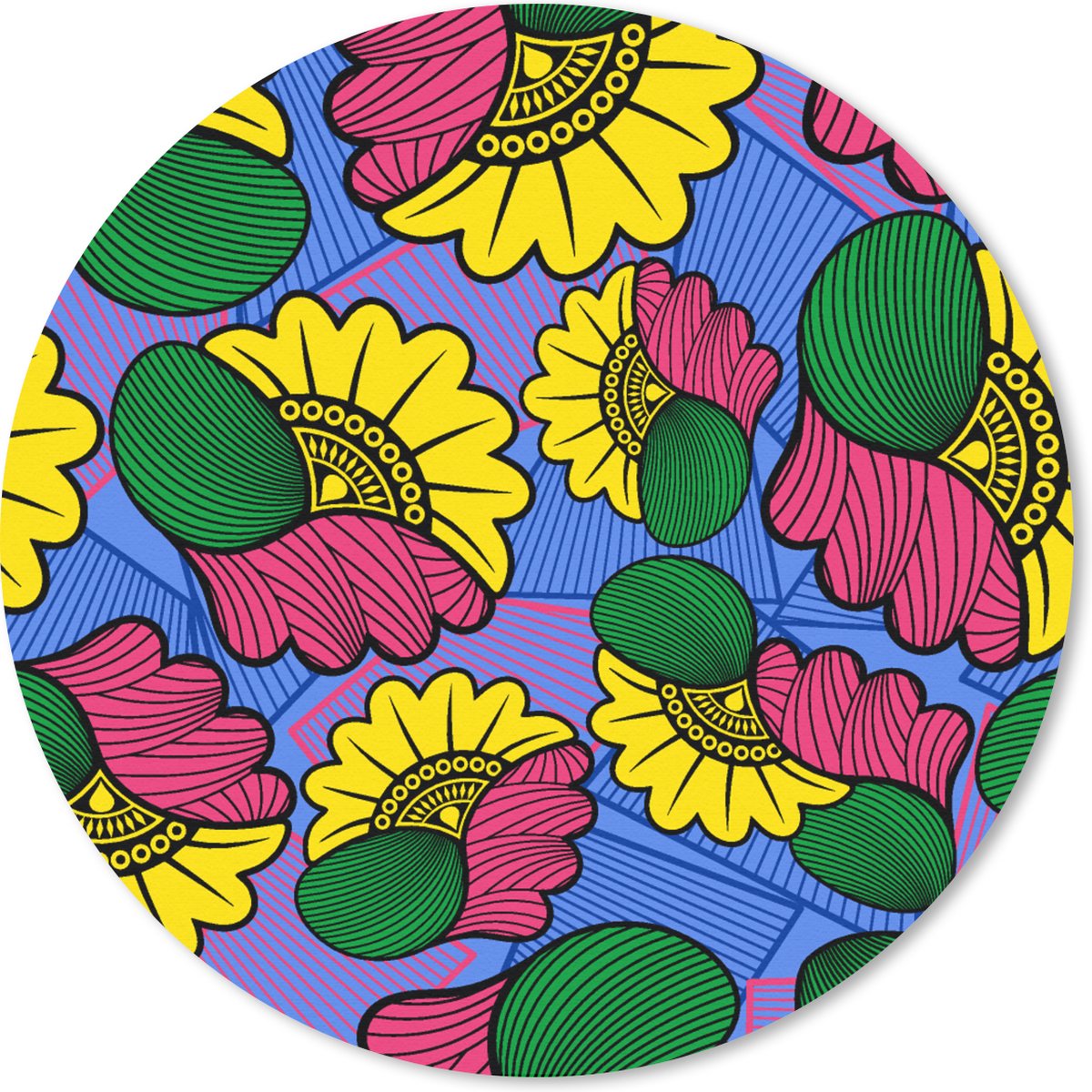 Muismat rond 30x30 cm - Mousepad Bloemen - Patroon - Afrika - Ronde muismatten