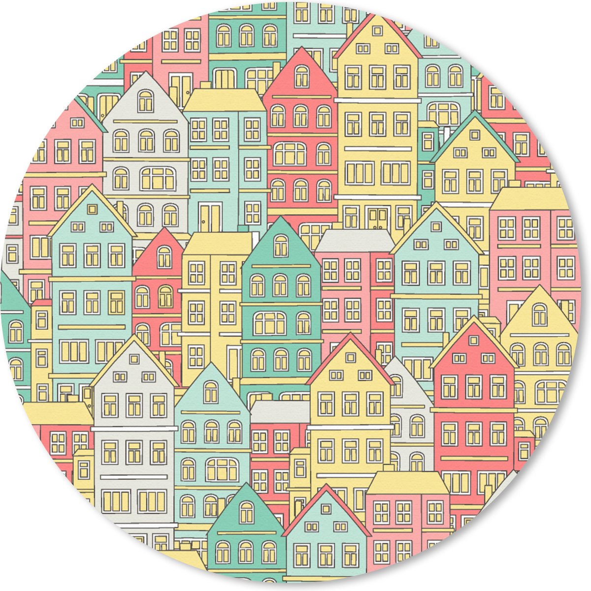 Muismat rond 30x30 cm - Mousepad Huis - Patronen - Pastel - Ronde muismatten