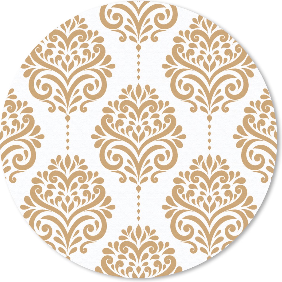 Muismat rond 40x40 cm - Mousepad Vintage - Bloemen - Goud - Design - Ronde muismatten