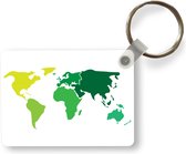 Sleutelhanger - Wereldkaart - Simpel - Groen - Uitdeelcadeautjes - Plastic