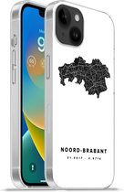 Geschikt voorApple Iphone 14 Plus - Soft case hoesje - Noord-Brabant - Nederland - Plattegrond - Siliconen Telefoonhoesje - Stadskaart