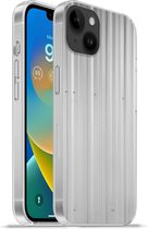 Geschikt voorApple Iphone 14 Plus - Soft case hoesje - Golfplaten - Metaal - Grijs - Siliconen Telefoonhoesje