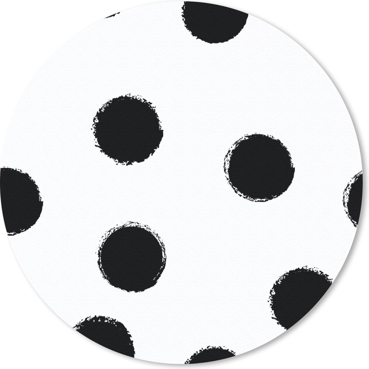 Muismat rond 20x20 cm - Mousepad Stippen - Patroon - Zwart Wit - Ronde muismatten