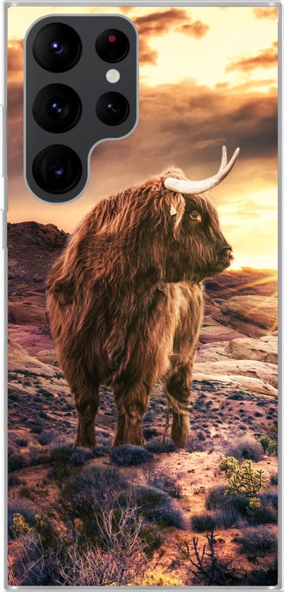 Coque Samsung Galaxy S22 Ultra - Highlander écossais - Horizon - Paysage - Coque en Siliconen téléphone -