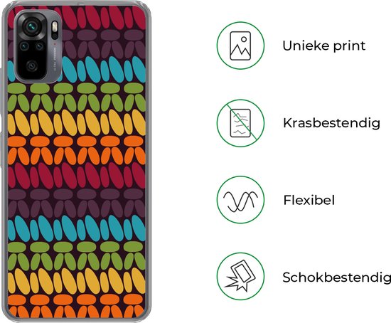 Coque Xiaomi Redmi Note 10 - Motifs au crochet - Rétro - Arc-en-ciel - Coque de téléphone en Siliconen