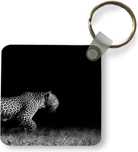 Sleutelhanger - Uitdeelcadeautjes - Wilde dieren - Luipaard - Gras - Zwart - Wit - Plastic